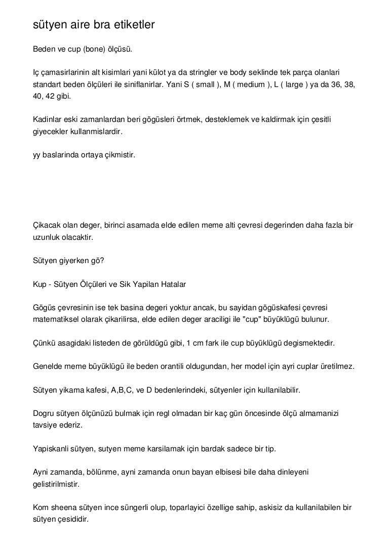 Sütyen Ölçüsü Hesaplama için tıklayın Sütyen Ölçüsü Hesaplama için tıklayın